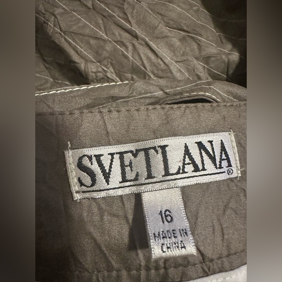 Svetlana Womens Pants 16 Olive Crinkle Cargo Zip Side Adjustable Hem Wide Leg - Picture 6 of 9